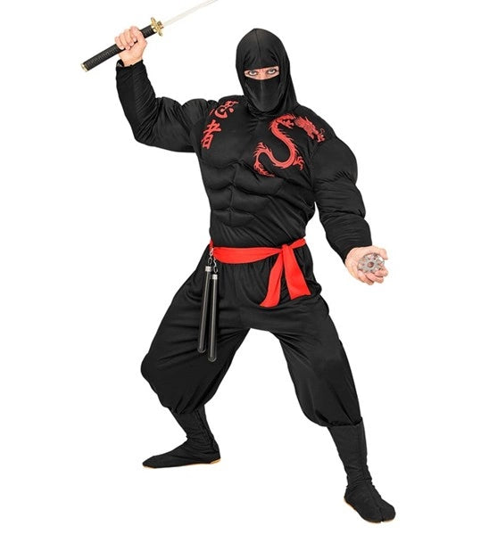 SUPER NINJA MUSCLE" (chemise à capuche musclée, masque, pantalon, ceinture) image 0