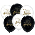 6 Ballons Joyeux Anniversaire Blanc / Noir - 30 cm image 0