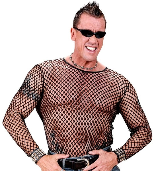 "80s / PUNK / ROCKER" T-shirt en resille - noire image 0