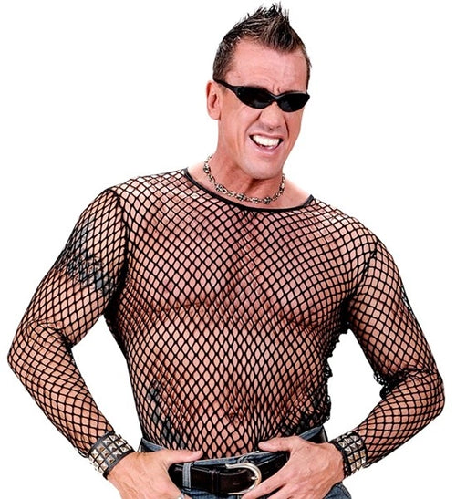 "80s / PUNK / ROCKER" T-shirt en resille - noire image 0